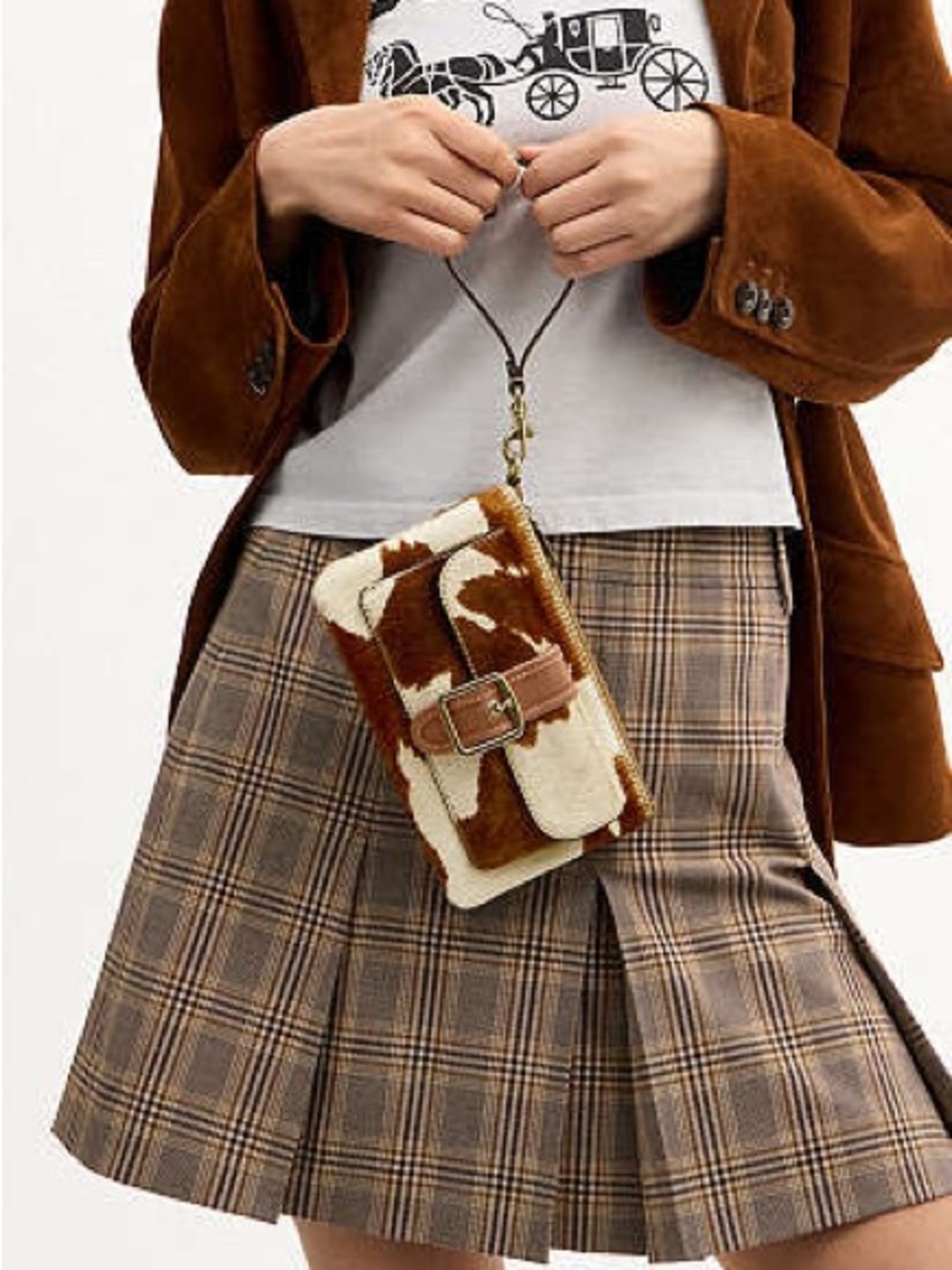 NWT Coach Ashton Haircalf Cow Print Wristlet Clutch Wallet Rare CDY07 Tan Brown - Picture 5 of 16